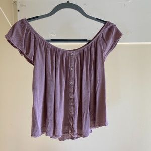 Mauve Off-The-Shoulder Crop Top